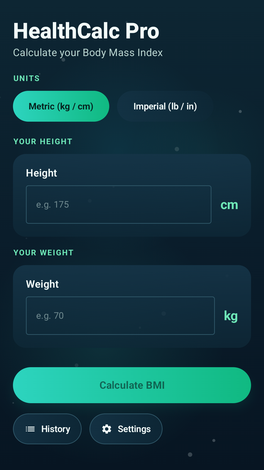 HealthCalc Pro calculation screen
