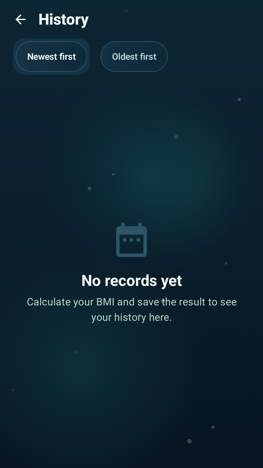 HealthCalc Pro history screen